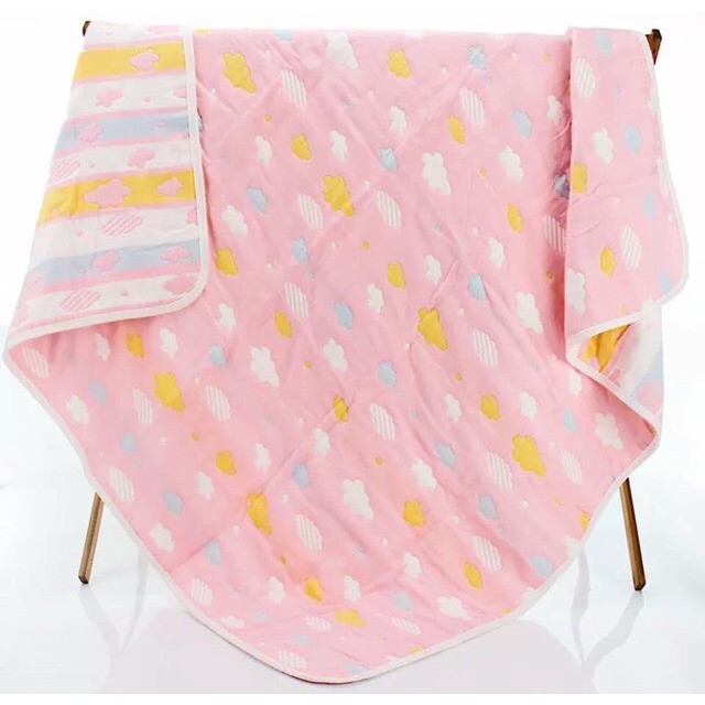 Khăn tắm sợi tre 6 lớp 2 mặt cho bé siêu mềm và thấm hút tốt Wooyi cỡ lớn 110x110cm