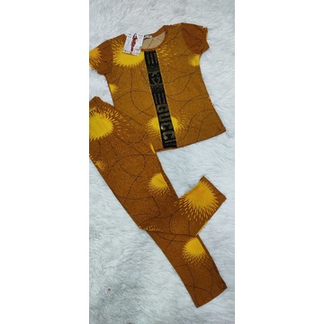 Bộ tay ngắn quần dài ống túm thun tơ hoa