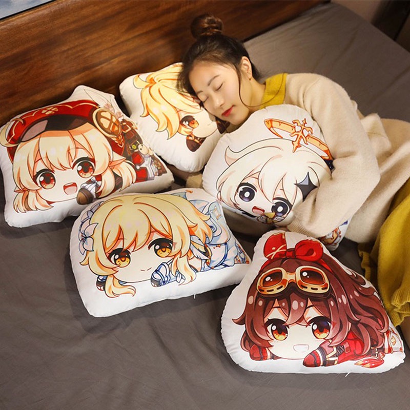 Gối Nhồi Bông Hình Búp Bê Hoạt Hình Genshin Va Chạm Zhong Li Barbatos Đáng Yêu Làm Quà Tặng