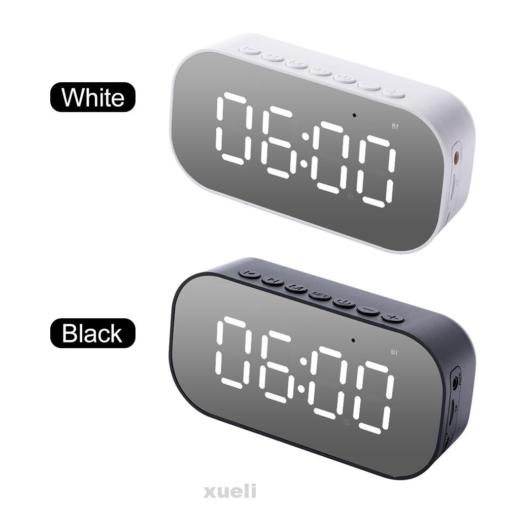 Digital Bedside Wireless Portable FM Radio Alarm Clock USB Rechargeable Mirror Surface HiFi Stereo Bluetooth Speaker