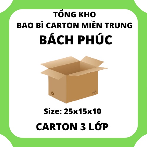 Combo 20 Hộp carton, thùng bìa giấy cod đóng gói hàng - Size 25x15x10 - Tổng Kho Bao Bì Carton Miền Trung