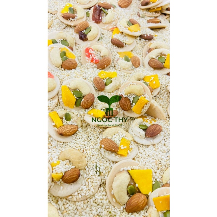Bánh đồngtiền đế tròn hạt điều hạnh nhân trái cây sấy hũ 250gr-450gr