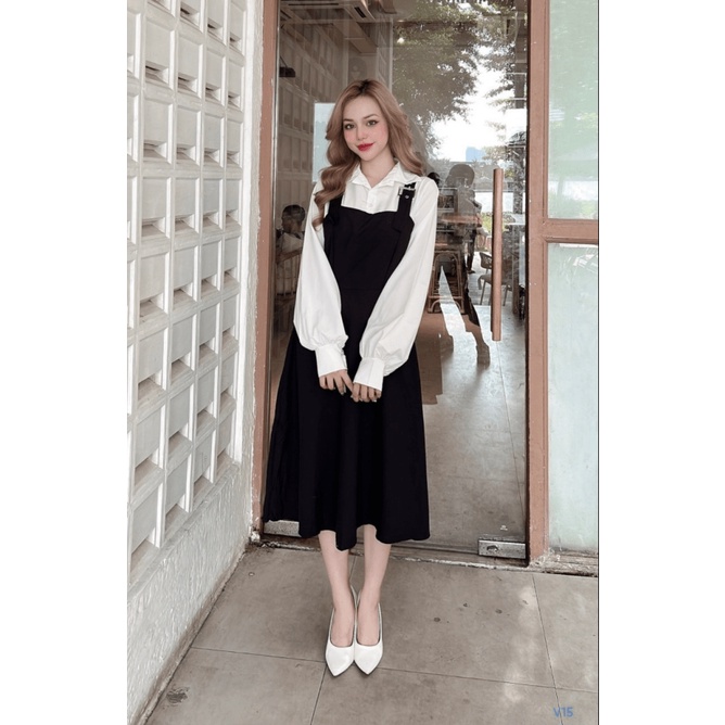 SÉT YẾM FORD PHỐI ÁO SƠ MI LỤA TINH TẾ CỰC XINH PU (HÀNG QUẢNG CHÂU)