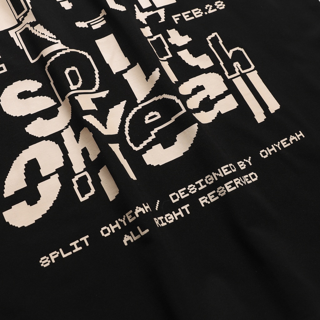 Áo thun tay lỡ OHYEAH phông Unisex nam nữ Premium Cotton oversize form rộng SPLIT - Đen