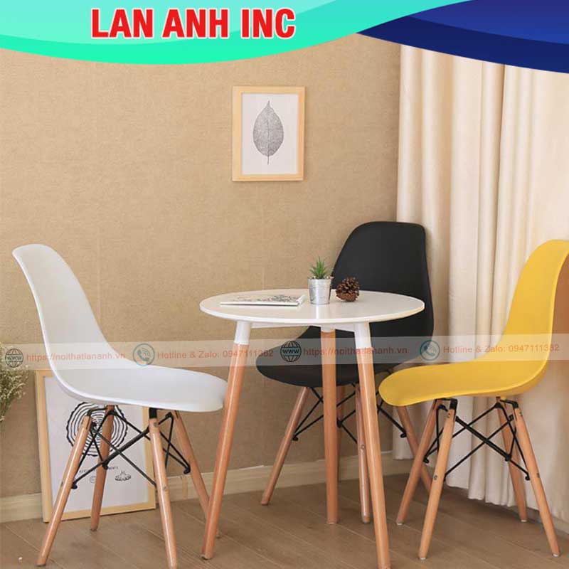 Bàn ăn cafe gỗ tròn 3 chân hiện đại nhập khẩu giá rẻ Eames LAB02