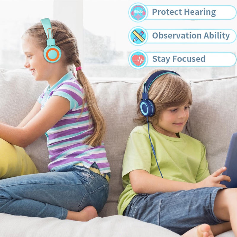 Tai Nghe Chụp Tai Có Dây Kèm Mic Kiểu Dáng Dễ Thương Cho Trẻ Em/Người Lớn