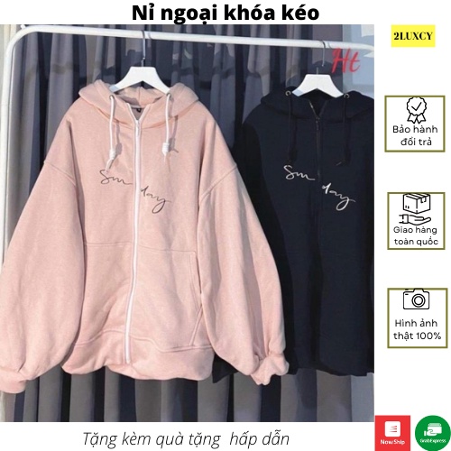 Áo khoác nỉ  Áo khoác hoodie dây kéo zip nam nữ form rộng Unisex chất nỉ ngoại 2 lớp dày dặn - LUXCY