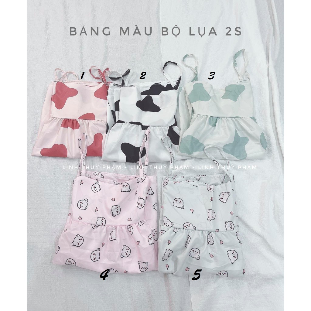 Set bộ đồ ngủ nữ Váy hai dây babydoll Quần sooc mặc nhà Cute dễ thương hở lưng sexy