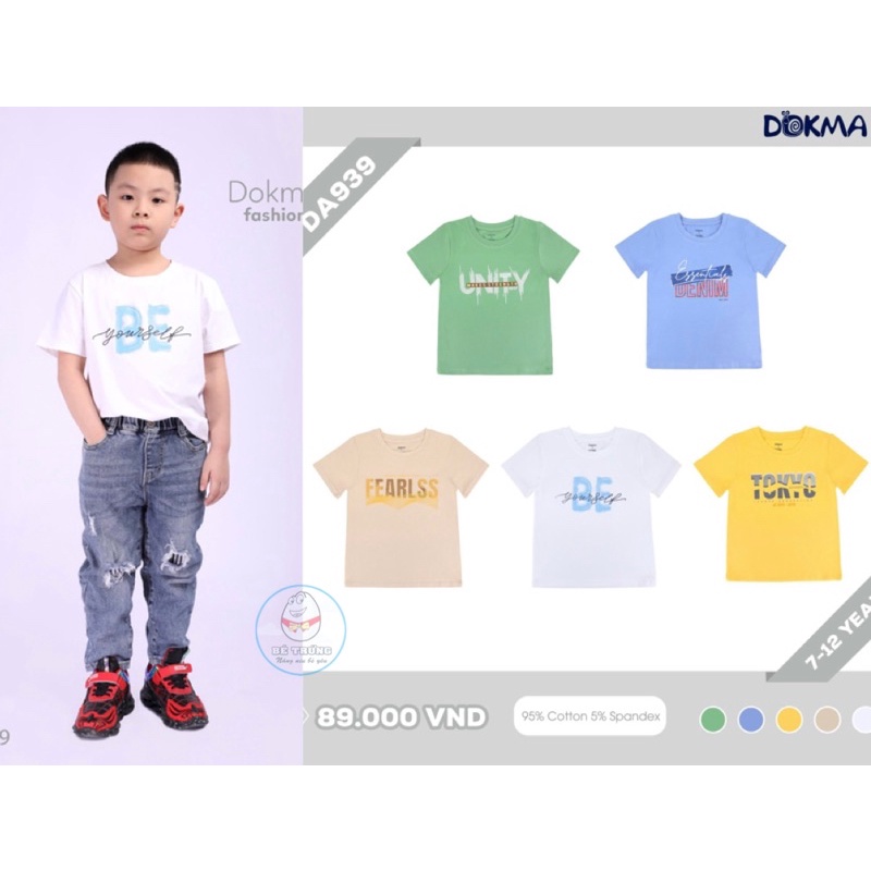 DA939 Áo cộc tay cổ tròn bé trai Dokma (7-12T)