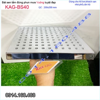 Bát sen tắm đứng KAG-BS40, đầu sen phun mưa vuông 20x20 tia nước nhiều phun nước tốt màu nhựa mạ inox bóng