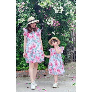 Đầm voan, đầm voan bé gái nhiều màu, đầm voan hoa bé gái 013406