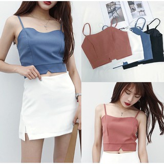 Áo hai dây Croptop ôm sát, chân váy nữ tôn dáng phong cách Hàn Quốc