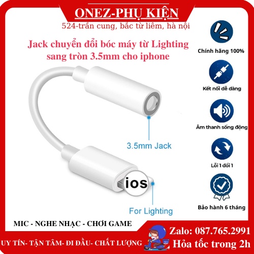 Jack/cap chuyển đổi tai nghe Zin bóc máy chính hãng cho iphone 7/8/7plus/8plus/x/xsmax/11/12/13/pro/promax