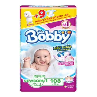 [Hàng tặng thêm miếng] Miếng lót sơ sinh Bobby Newborn 1- 108/2-60 miếng (cho bé dưới 1 tháng)
