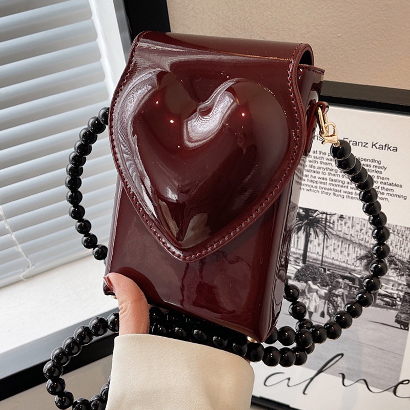 IELGY Túi Đeo Chéo Da Bóng Hình Vuông Nhỏ Đơn Giản Dành Cho Nữ