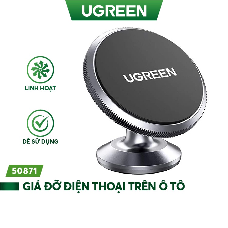 Giá đỡ điện thoại từ tính UGREEN 50871 Dùng trên ô tô - Lực hít mạnh - Hàng phân phối chính thức - Bảo hành 18 tháng