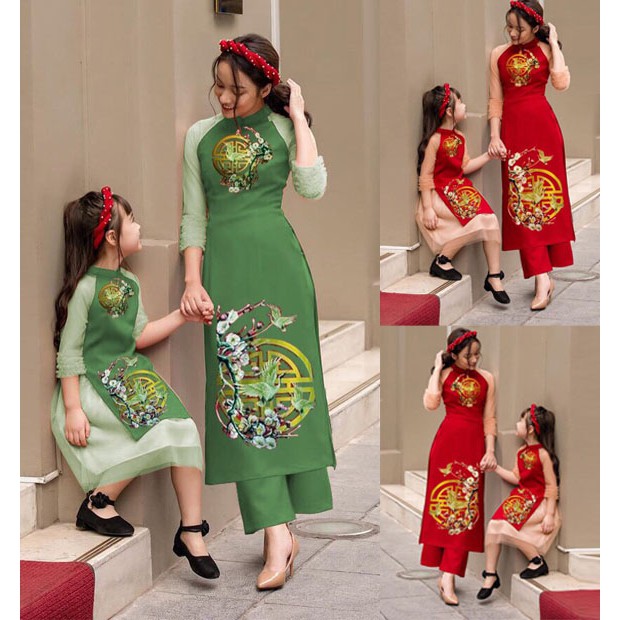 Áo dài cách tân mẹ và bé cao cấp AD280 [HÀNG XUẤT NHẬT-HÀN QUỐC]