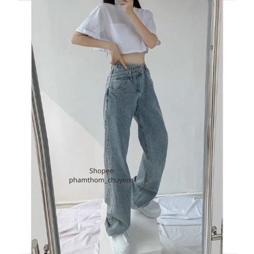 Quần jeans cạp lệch - SHOP THƠM PHẠM