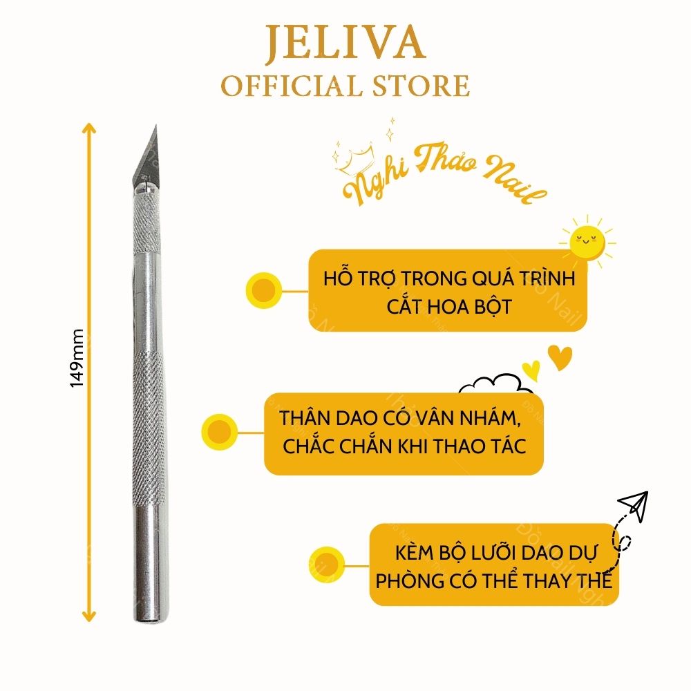 Dao cắt bột nail inox JELIVA phụ kiện làm móng
