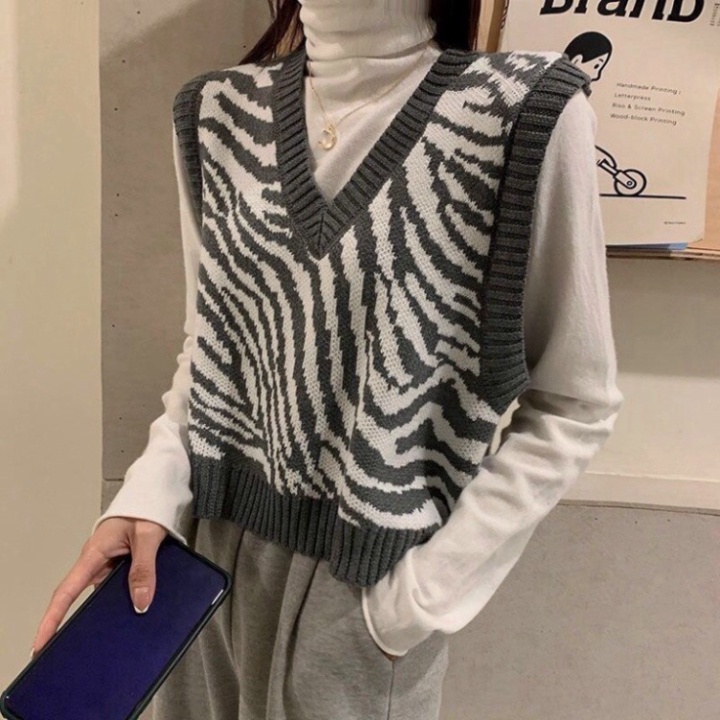 Gile Nữ Quảng Châu, Áo Len Gile Nữ Họa Tiết Sọc Vằn Giản Phong Cách Ulzzang Hàn Quốc | BigBuy360 - bigbuy360.vn