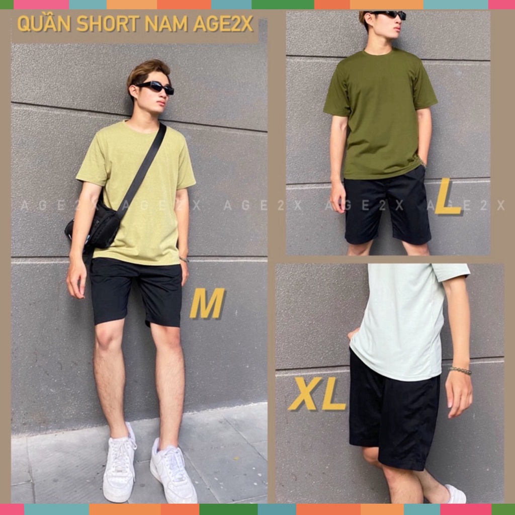 COMBO 3 QUẦN SHORT NAM AGE2X (Đen, Xám, Lính) cho nam