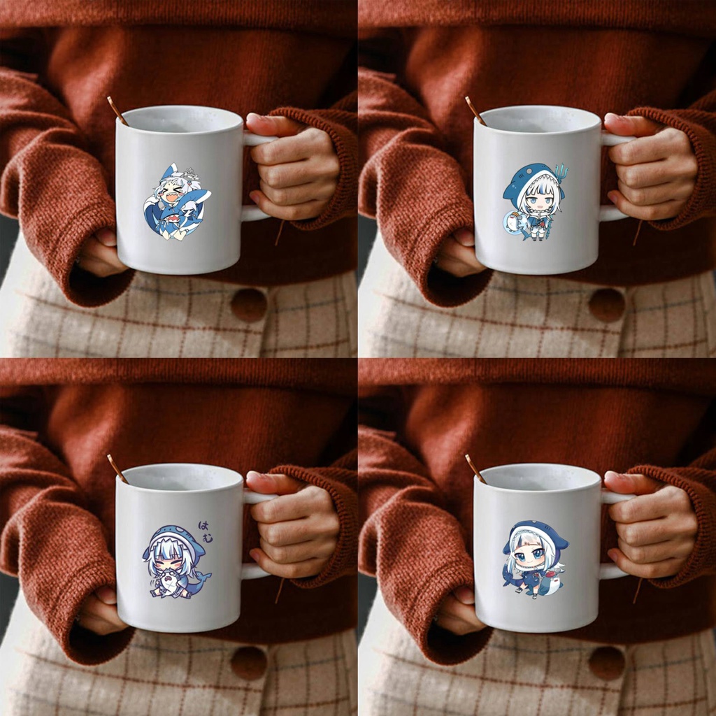 Cốc sứ trắng in hình GAWR GURA Hololive Vtuber anime chibi tiện lợi đựng nước quà tặng độc đáo