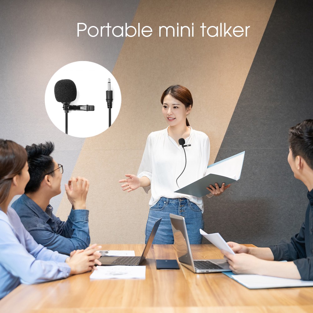 Mini 3.5mm Jack Mono Microphone Portable Collar Clip Talker Mic