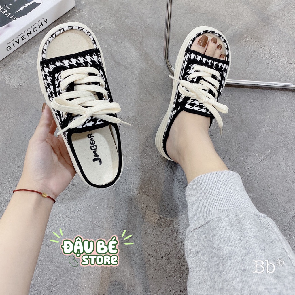 Giày Sục Thể Thao Đế Xuồng Hở Mũi Thời Trang Hàn Quốc - Dép Nữ Quai Ngang Đế Cao 3P Buộc Dây Sang Chảnh - D044 - Daube