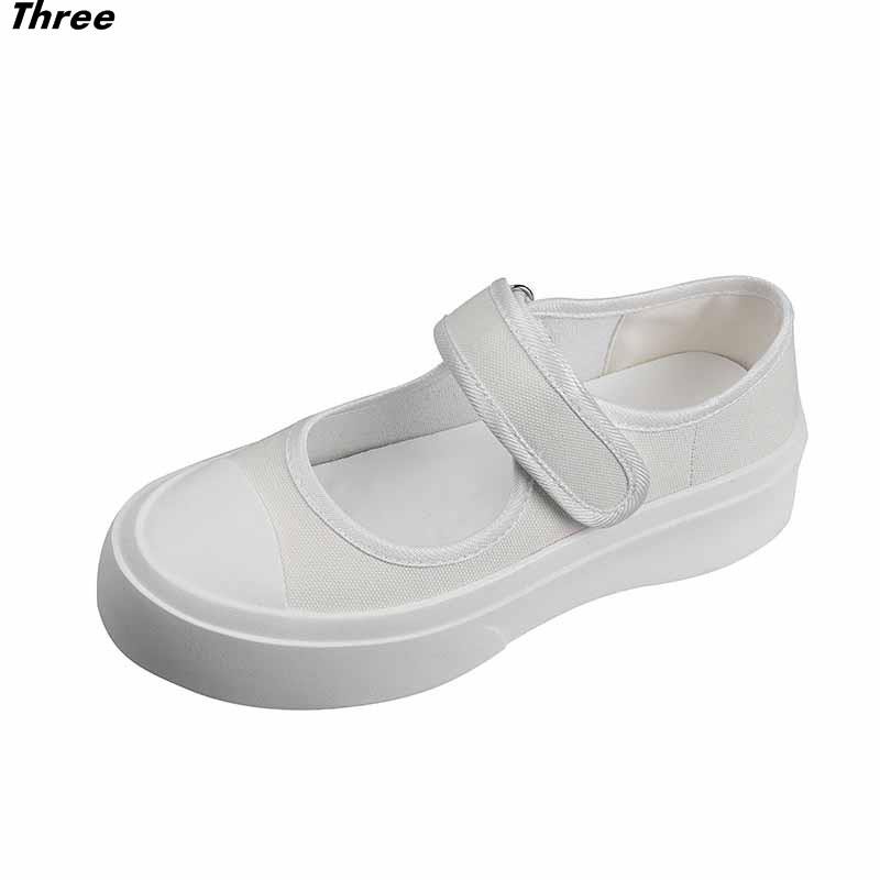 Women's shoes, single shoes, big head Mary Jane female all-match Velcro thick-soled heightened canvas shoes cloth shoes