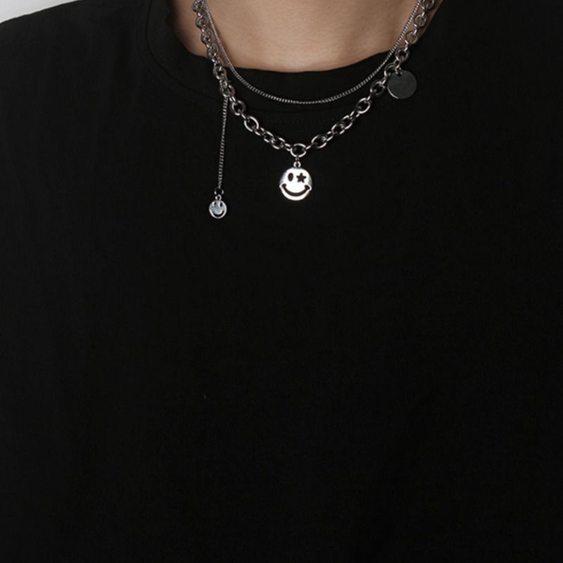 Vòng cổ biểu tượng cảm xúc mặt cười phong cách thiết kế nhiều lớp độc đáo hợp thời trang 22238