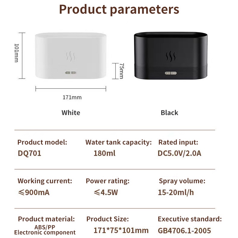 Máy Khuếch Tán Tinh Dầu Tạo Độ Ẩm Không Khí Hình Ngọn Lửa