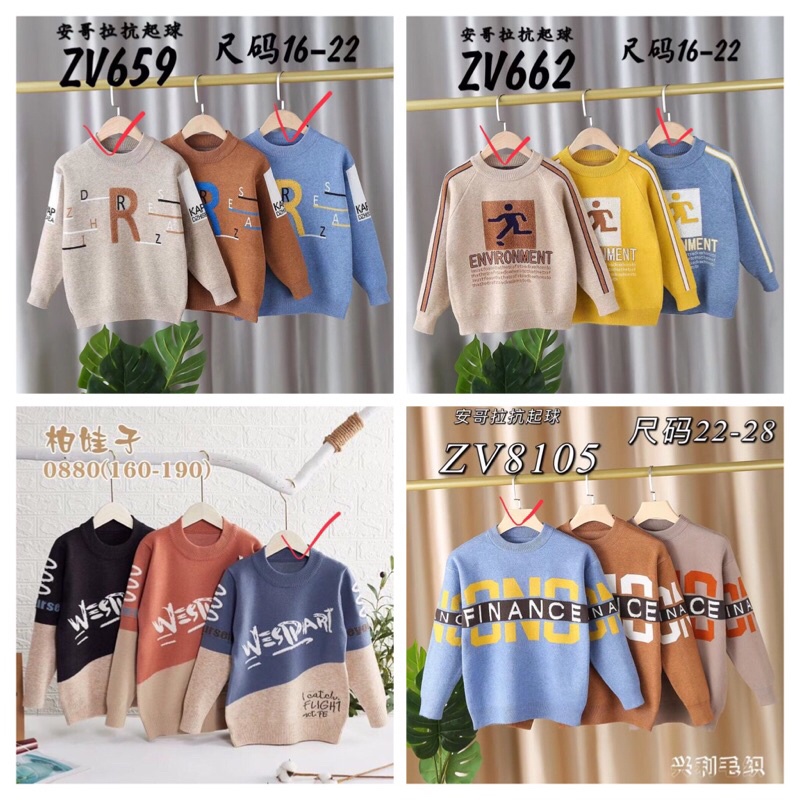 Áo len bé trai từ 18-40kg