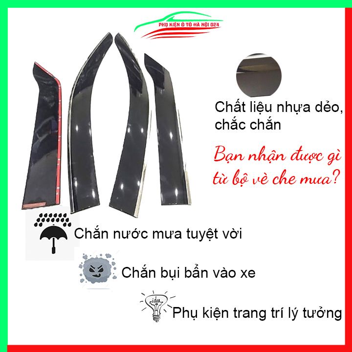 Vè che mưa ô tô Fortuner 2017-2021 chỉ inox cao cấp