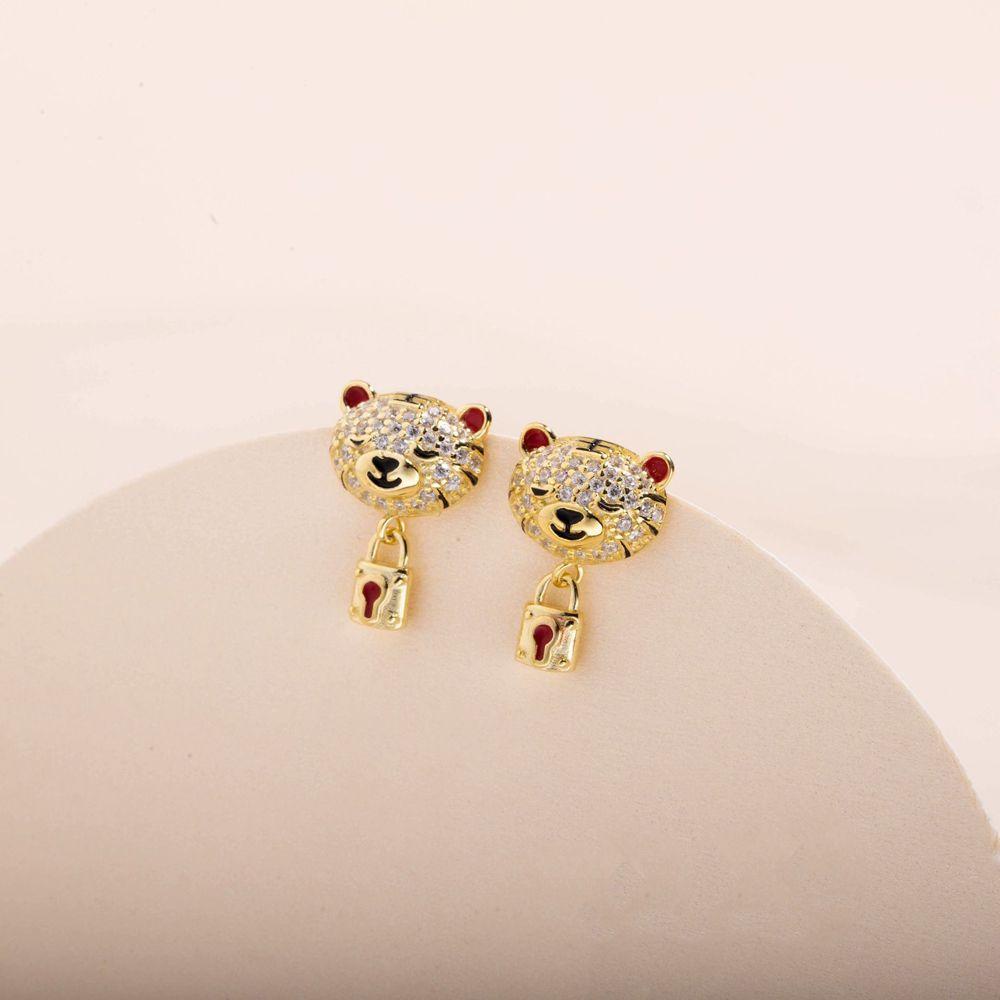 Hoa Tai Hình Con Hổ Mini Phong Cách Hàn Quốc Sang Trọng Đơn Giản Cho Nữ