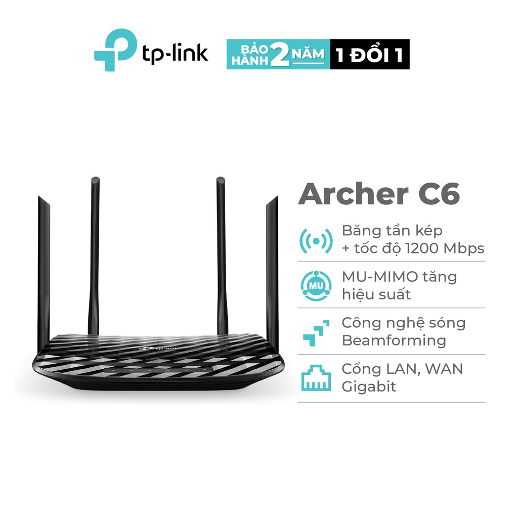 Bộ Phát Wifi TP-Link Archer C6 Gigabit MU-MIMO Chuẩn AC 1200Mbps | BigBuy360 - bigbuy360.vn