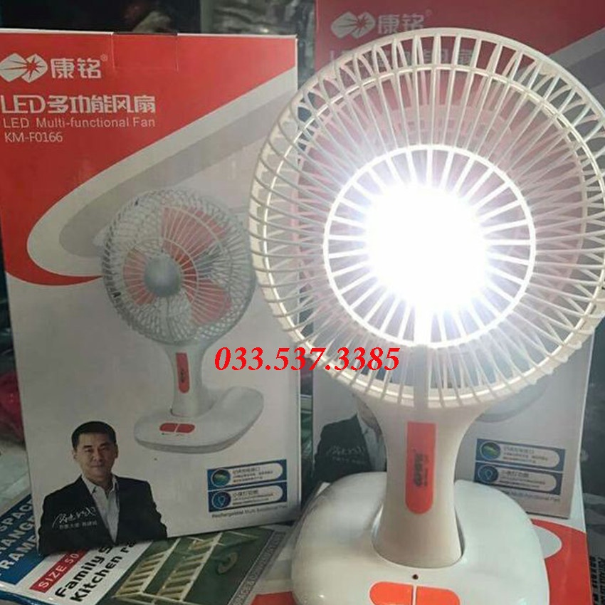 Quạt tích điện gấp gọn, quạt tích điện có đèn KM - F 0166