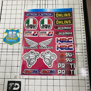 Tem sticker logo honda hồng