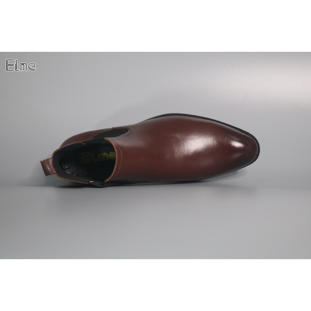 Giày cao cổ nam da trơn màu nâu chelsea boot