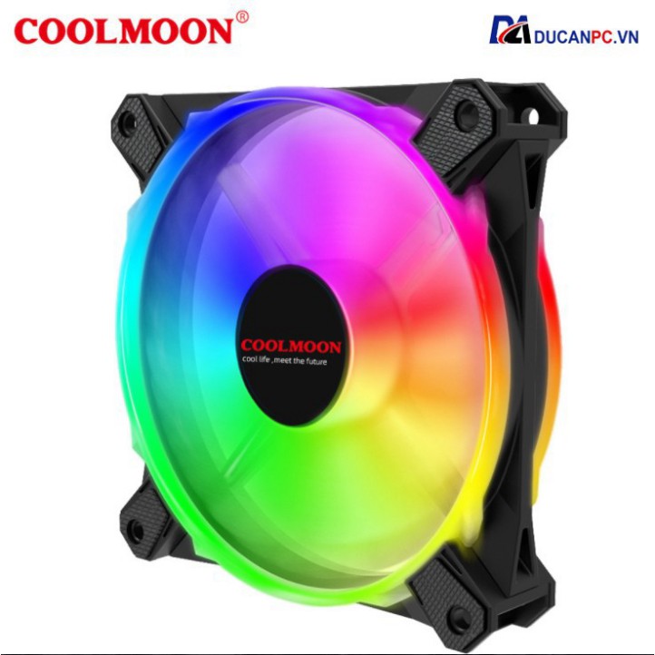 VH0H Quạt Tản Nhiệt, Fan Led RGB Coolmoon V5 - Đồng Bộ Hub Coolmoon 8 BA9