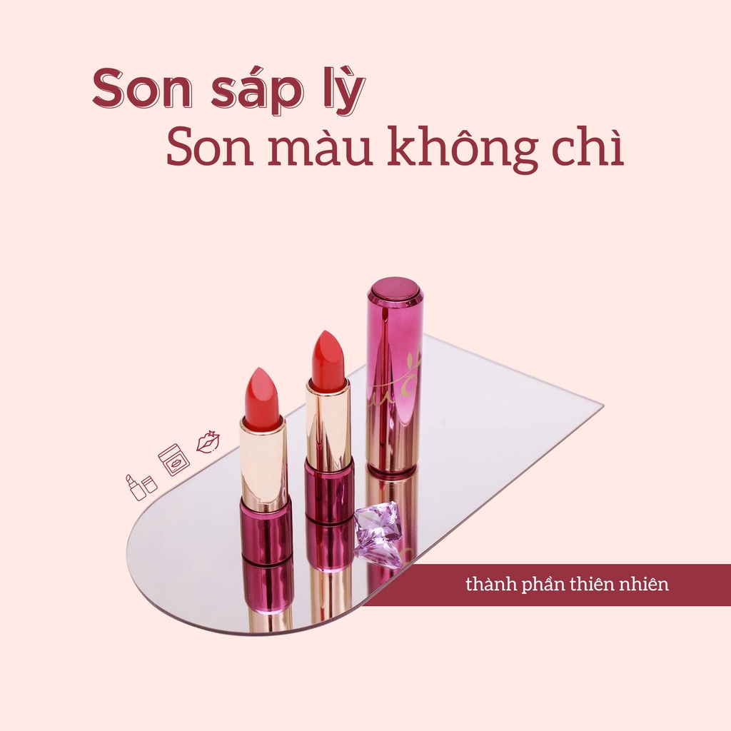 [100% Son Lì Không Chì, mềm môi- Đỏ Vang màu siêu trắng da] - Son Sáp Lì Đỏ Vang GUO 5gr