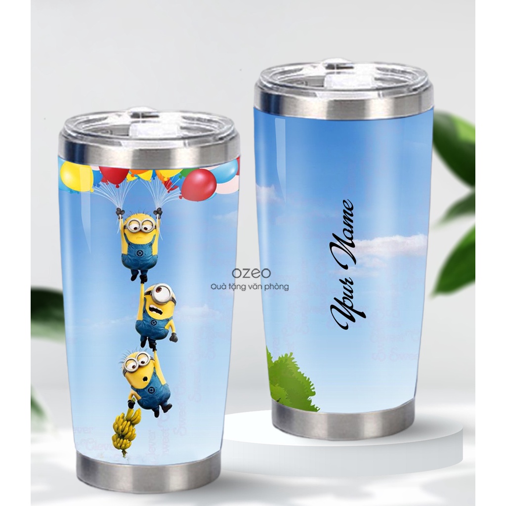 Ly Giữ Nhiệt- Cốc Giữ Nhiệt LyIn 600ml Hình Minion + In Tên Riêng Của Bạn Theo Yêu Cầu, Bình Giữ Nhiệt 12h