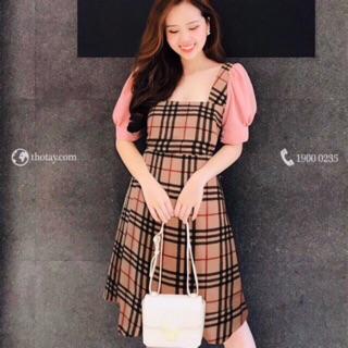 Đầm kate phối voan