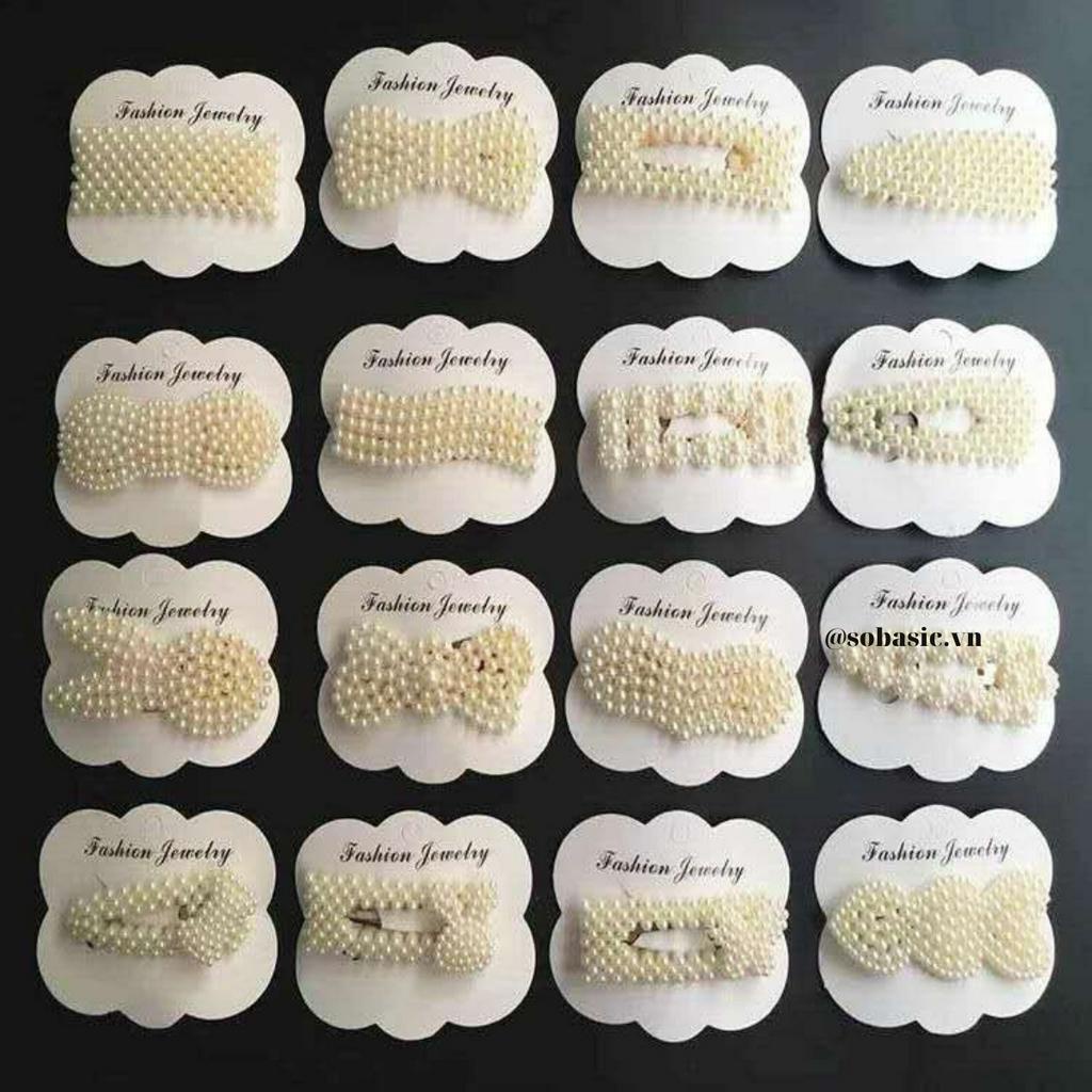 Kẹp tóc ngọc trai Sobasic gọng chắc chắn phong cách Hàn Quốc