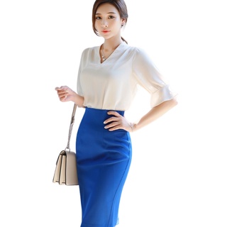 Áo Sơ Mi  Cổ V Tay Xòe Nơ Cách Điệu - QA0140