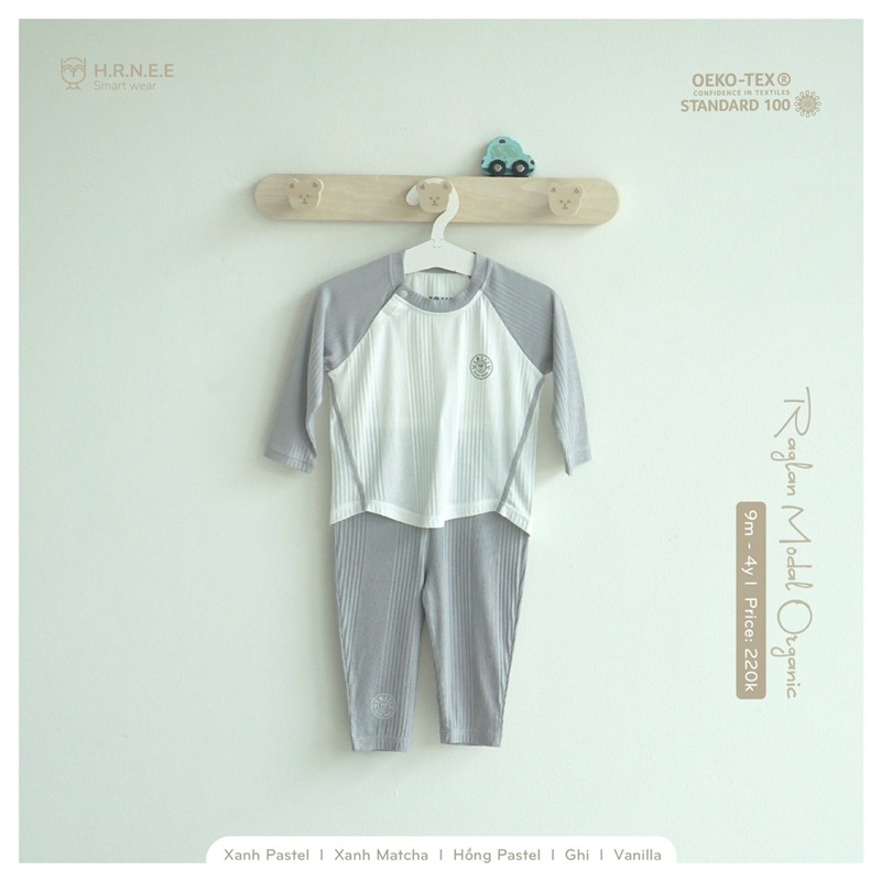 Hrnee-Bộ Cổ Trụ Dài Tay Modal Organic Cho Bé.