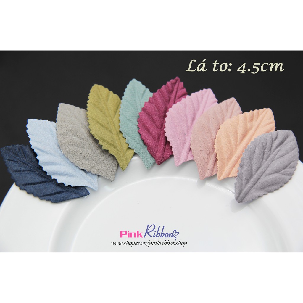 [SET 5c/màu] Lá da lộn các màu size lớn 4.5cm làm phụ liệu may mặc, thời trang