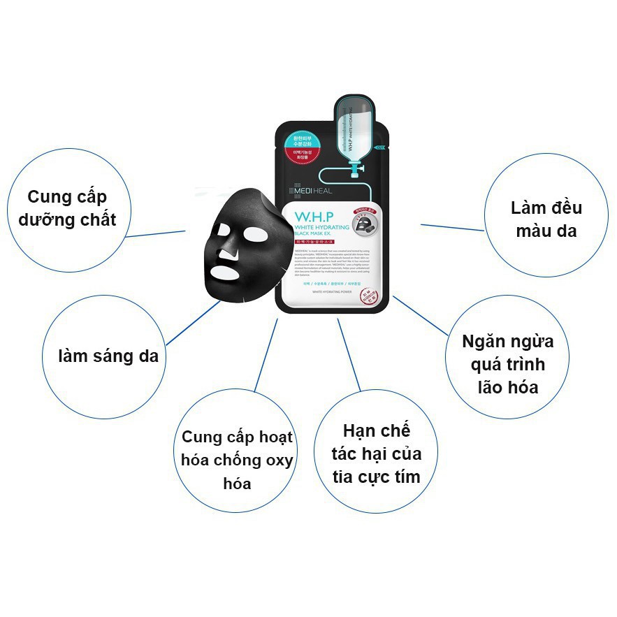 Combo 5 Mặt Nạ Mediheal cấp ẩm, dưỡng trắng, làm dịu da, loại bỏ bã nhờn và cung cấp dưỡng chất cho da Mask EX 24mlx5