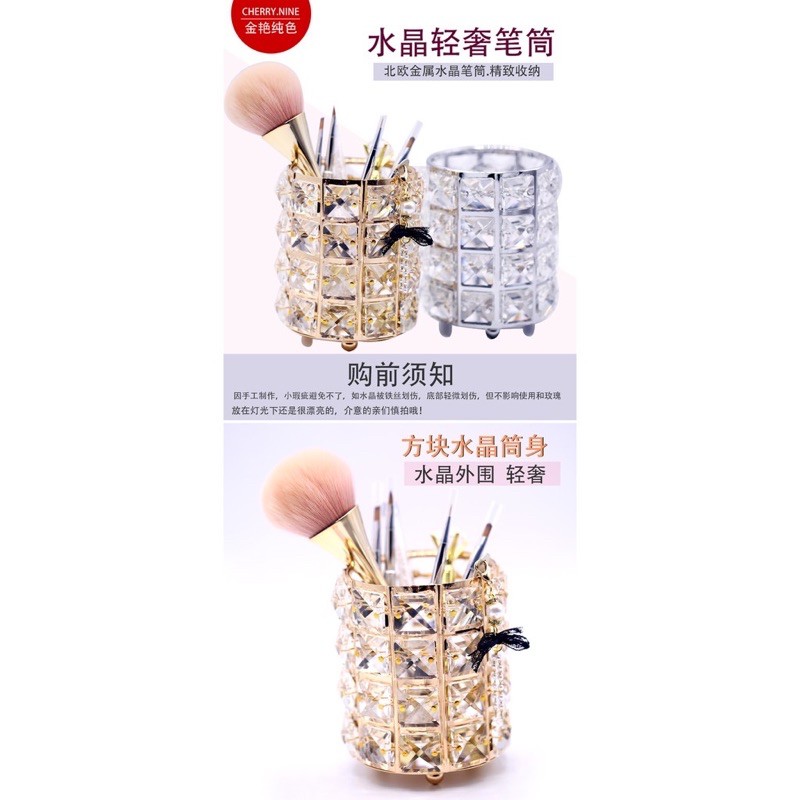 ✅ Cốc đựng cọ nail ốp đá pha lê cực sang