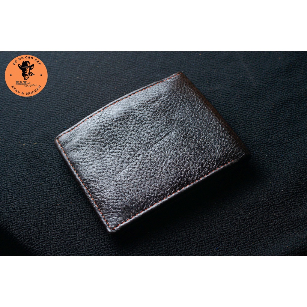 Ví nam da bò màu đen dáng ngang - RAM Leather