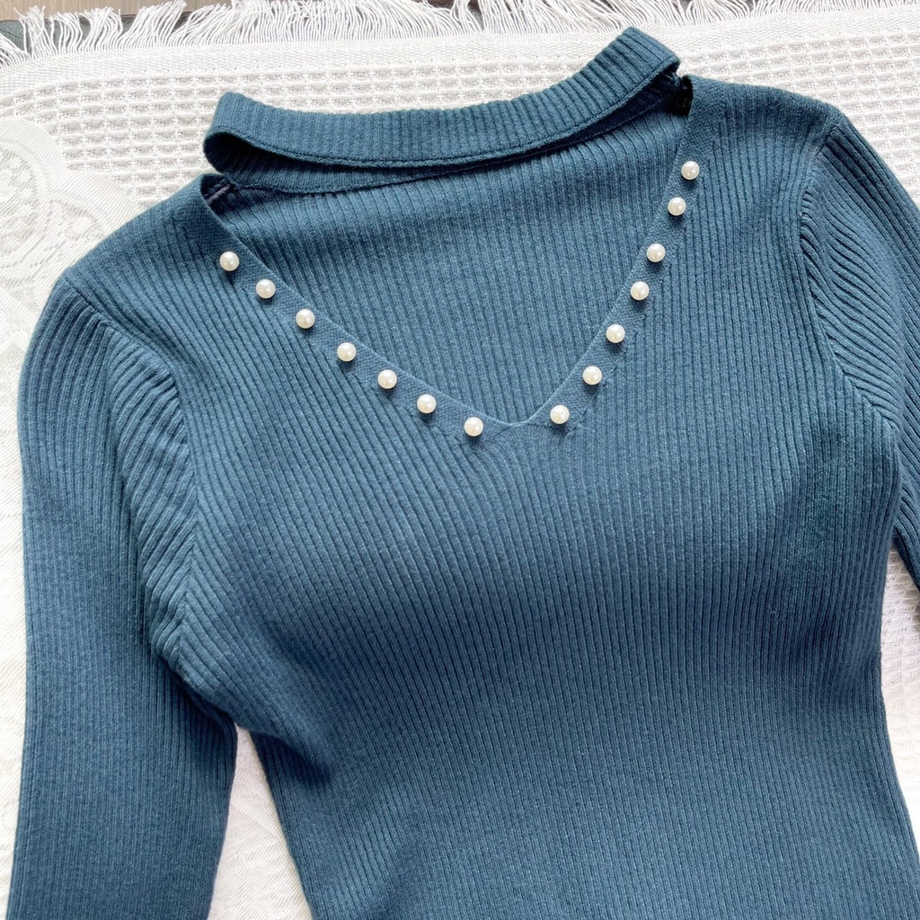 Áo xanh đính hạt (ảnh thật do shop chụp)